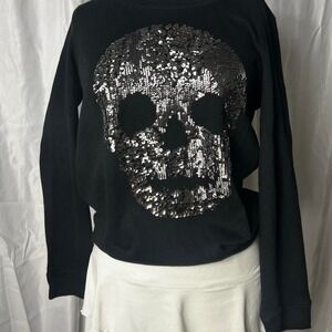 Y2K Express Sequin Skull Sweatshirt M